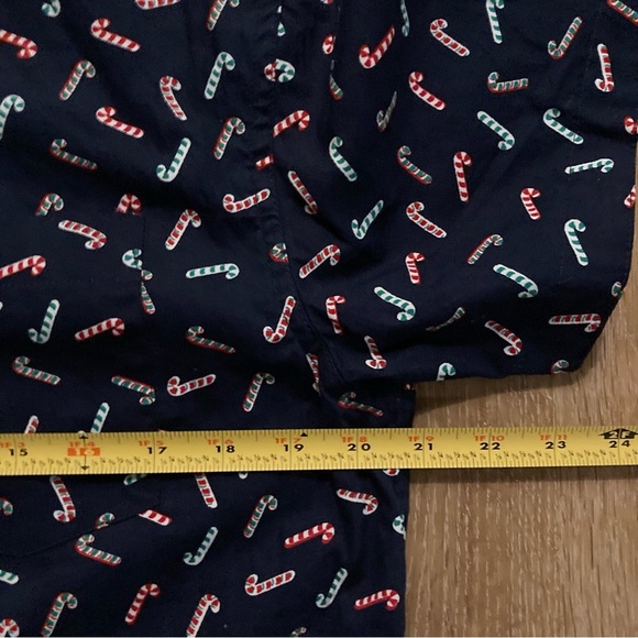 Men's Christmas Navy Blue Candy Cane Print Shirt Size Medium | Holidays - Picture 7 of 10